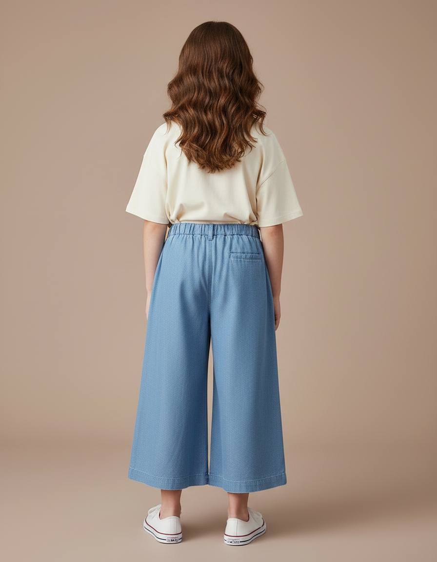 Pantalon Chino Bleu Denim Ample Léger Enfant - Jean - vue 2