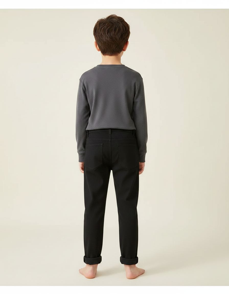 Pantalon Chino Noir Coton Slim Enfant Garçon - vue 2