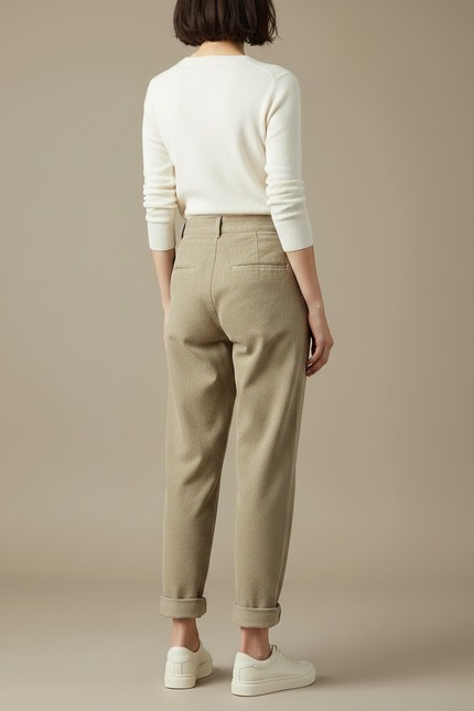 Pantalon Chino Beige Côtelé Droit Décontracté Femme - Cordé - vue 2