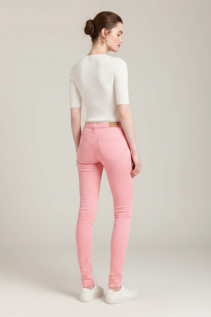 Pantalon Chino Rose Skinny Stretch Confort Femme - Gabardine - vue 2
