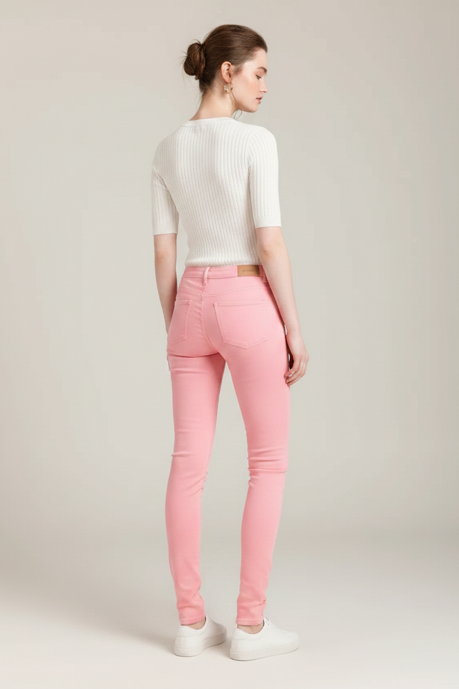 Pantalon Chino Rose Skinny Stretch Confort Femme - Gabardine - vue 2