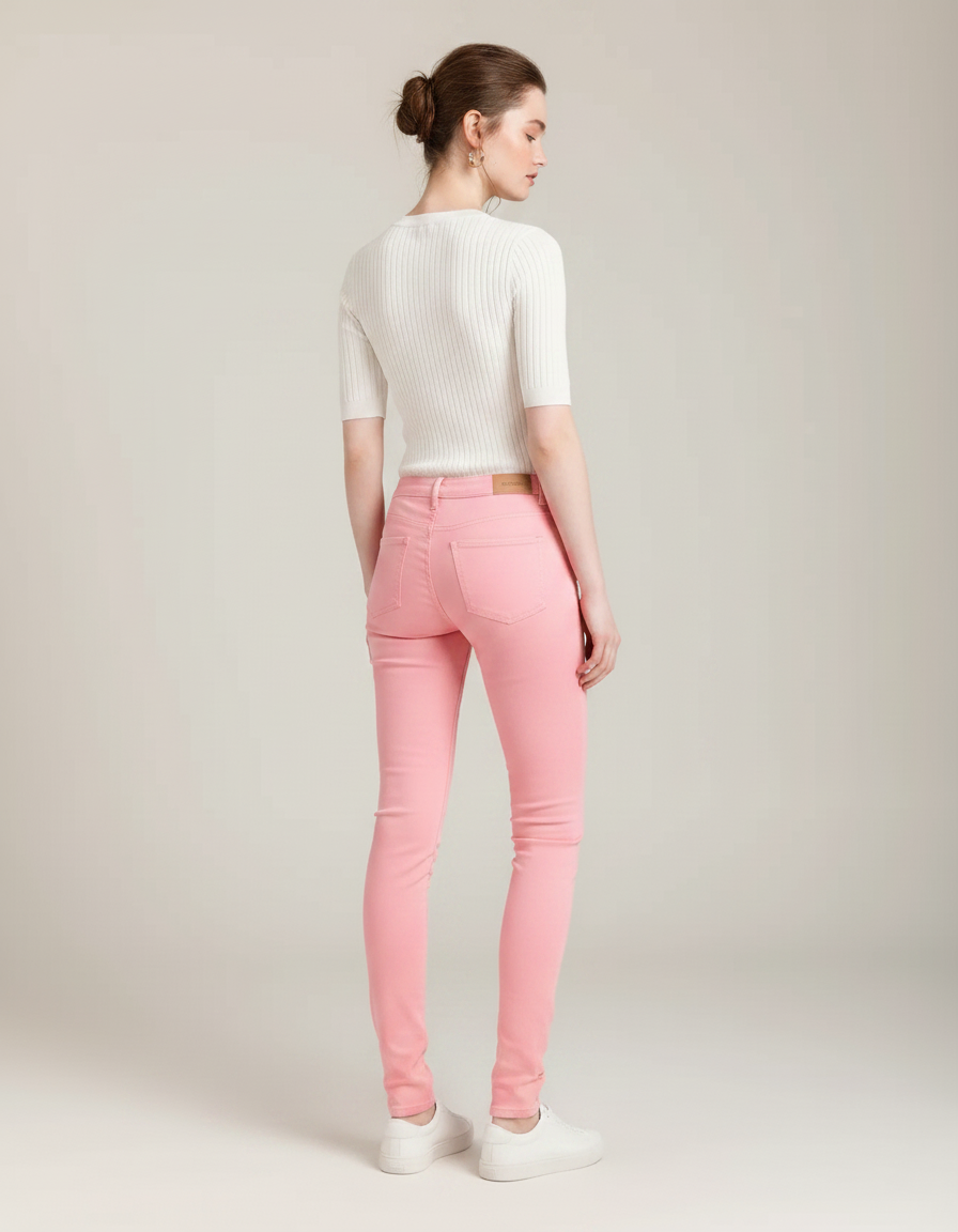 Pantalon Chino Rose Skinny Stretch Confort Femme - Gabardine - vue 2