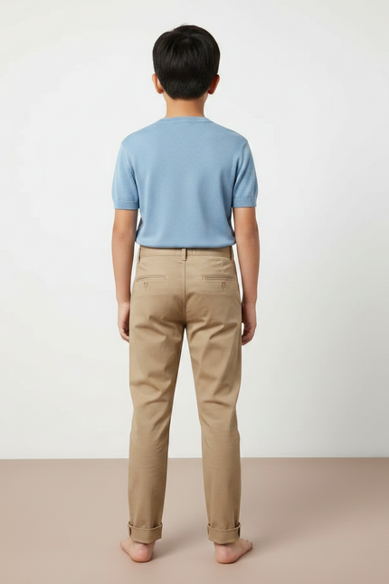 Pantalon Chino Beige Coton Décontracté Droit Enfant - vue 2