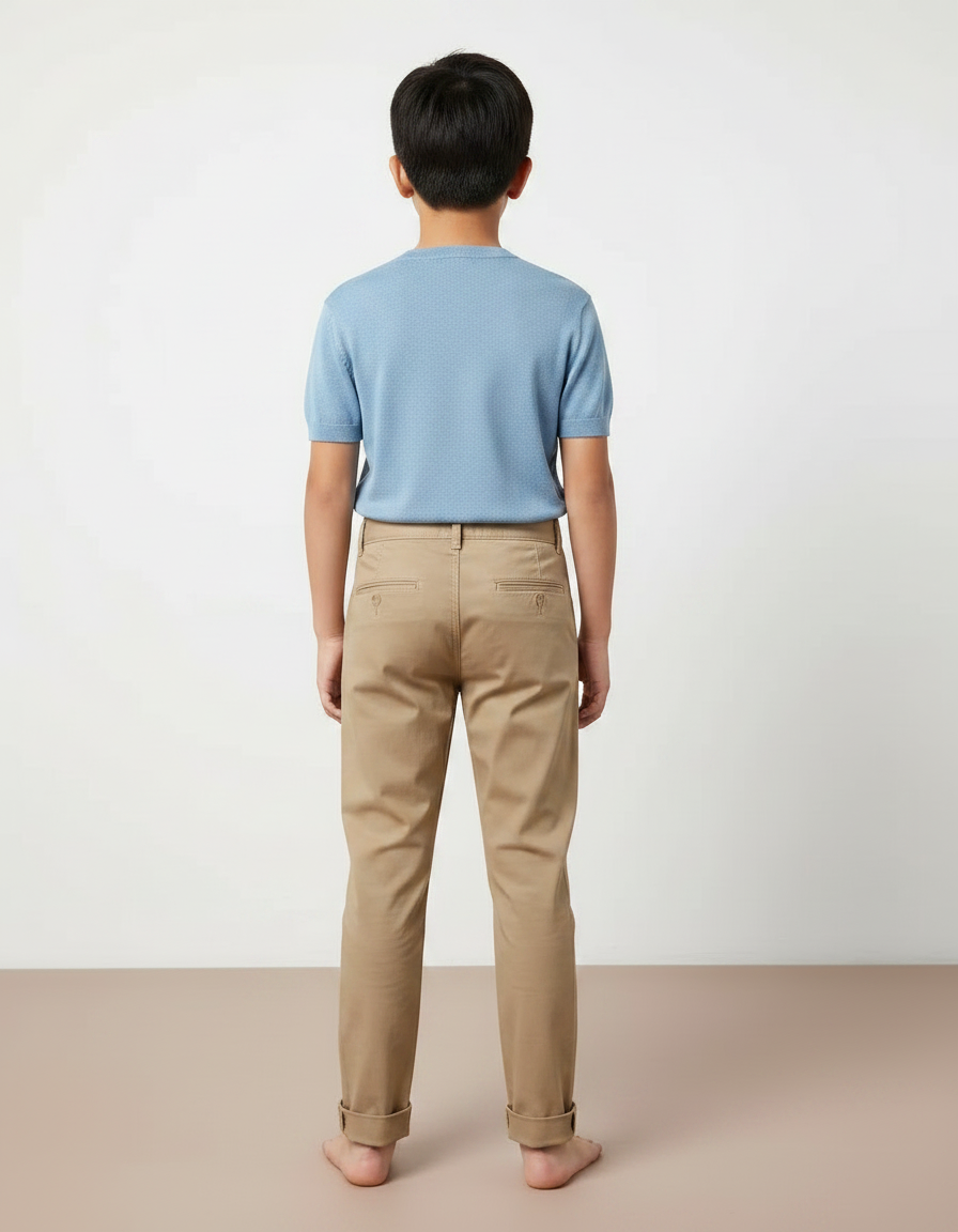 Pantalon Chino Beige Coton Décontracté Droit Enfant - vue 2