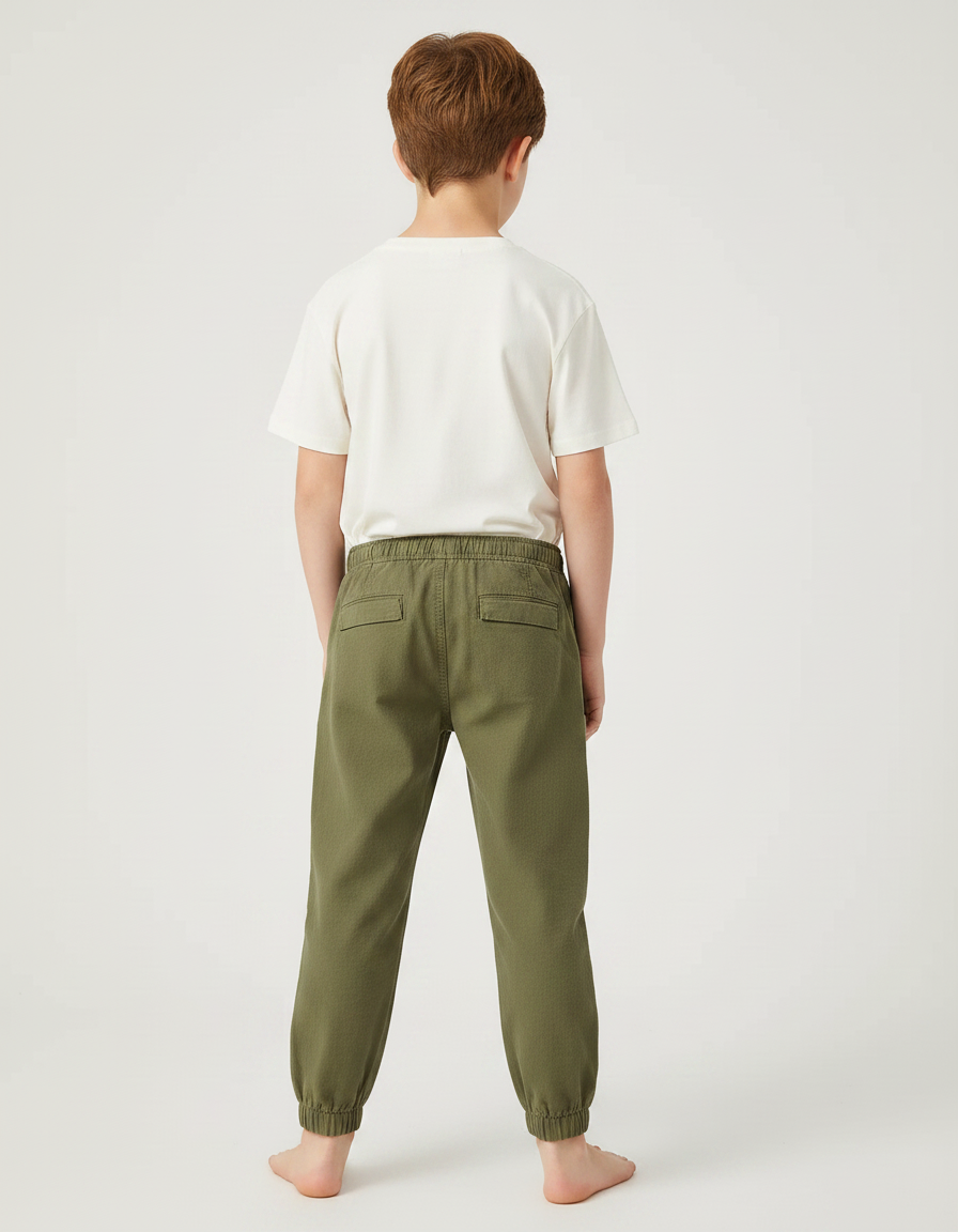 Pantalon Chino Elastique Cheville - Kaki Gabardine - vue 2