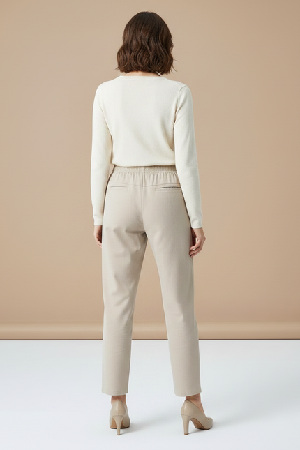 Pantalon Chino Beige Ample Taille Élastique Confortable - Gabardine - vue 2