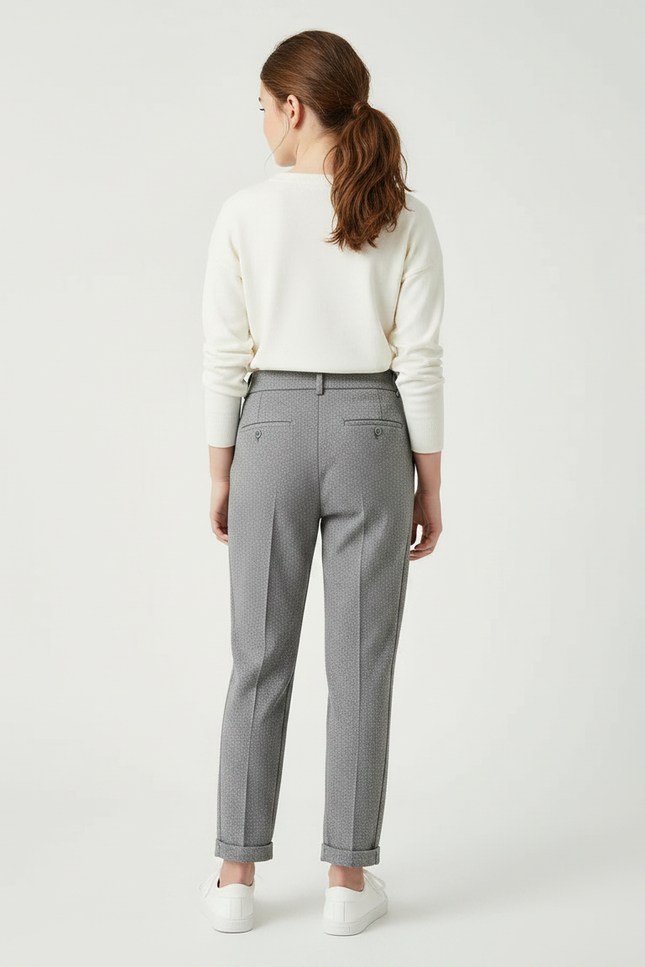Pantalon Chino Gris Chiné Droit Élégant Fille - Tweed - vue 2