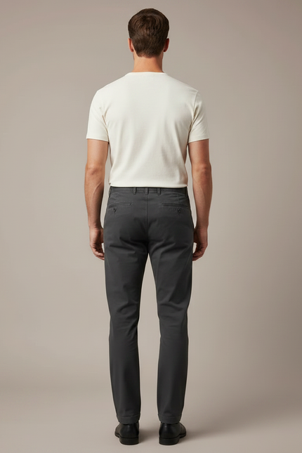 Pantalon Chino Gris Anthracite Coton Droit Homme - vue 2