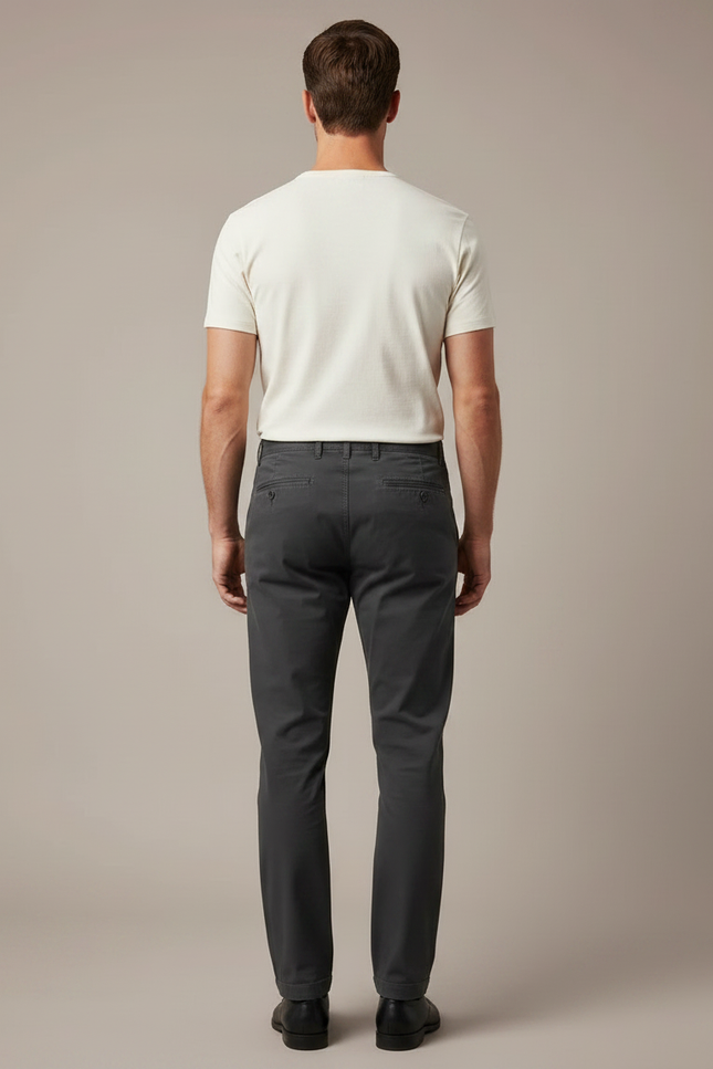 Pantalon Chino Gris Anthracite Coton Droit Homme - vue 2
