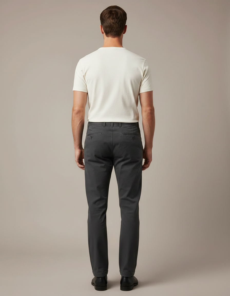 Pantalon Chino Gris Anthracite Coton Droit Homme - vue 2