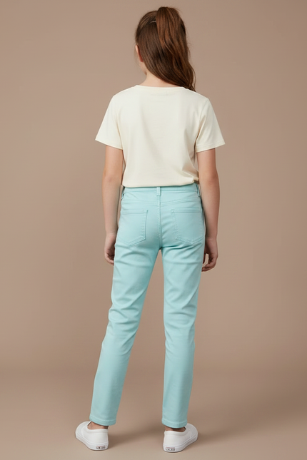 Pantalon Chino Bleu Ciel Coton Slim Fille Uni - vue 2