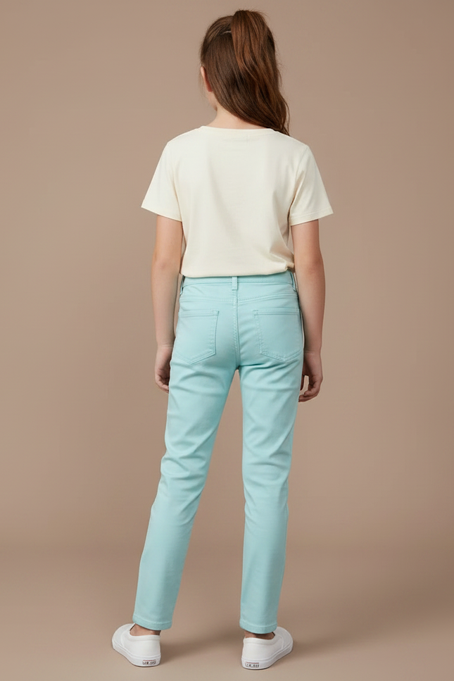 Pantalon Chino Bleu Ciel Coton Slim Fille Uni - vue 2