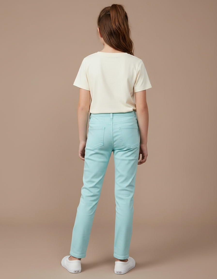 Pantalon Chino Bleu Ciel Coton Slim Fille Uni - vue 2