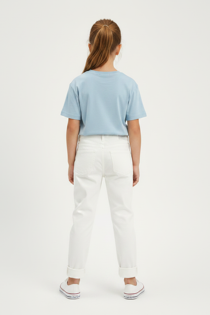 Pantalon Chino Blanc Droit Enfant Coton Décontracté - vue 2