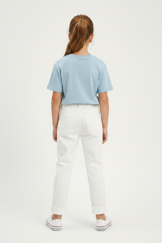 Pantalon Chino Blanc Droit Enfant Coton Décontracté - vue 2