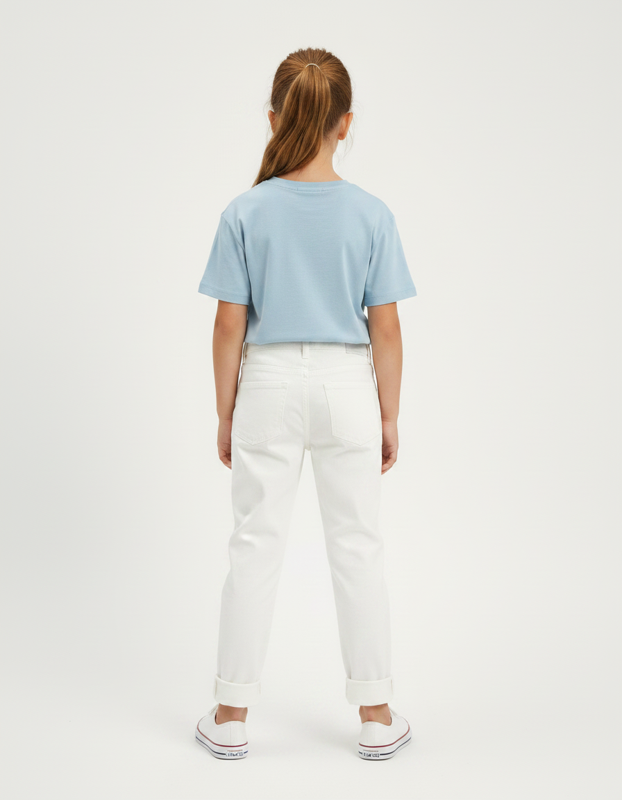 Pantalon Chino Blanc Droit Enfant Coton Décontracté - vue 2