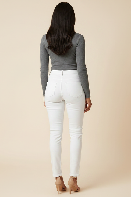 Pantalon Chino Blanc Skinny Élastique Femme Confortable - Coton - vue 2