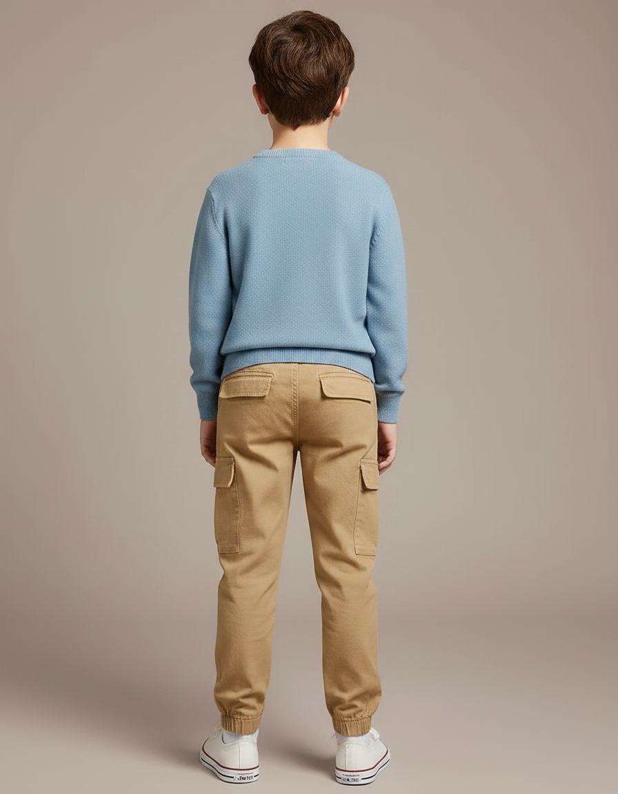 Pantalon Chino Beige Cargo Coton Garçon Décontracté - vue 2