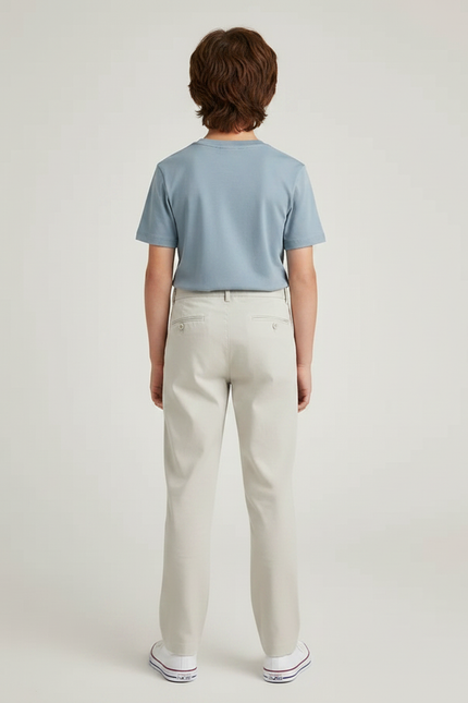 Pantalon Chino Beige Coton Plissé Droit Garçon - vue 2