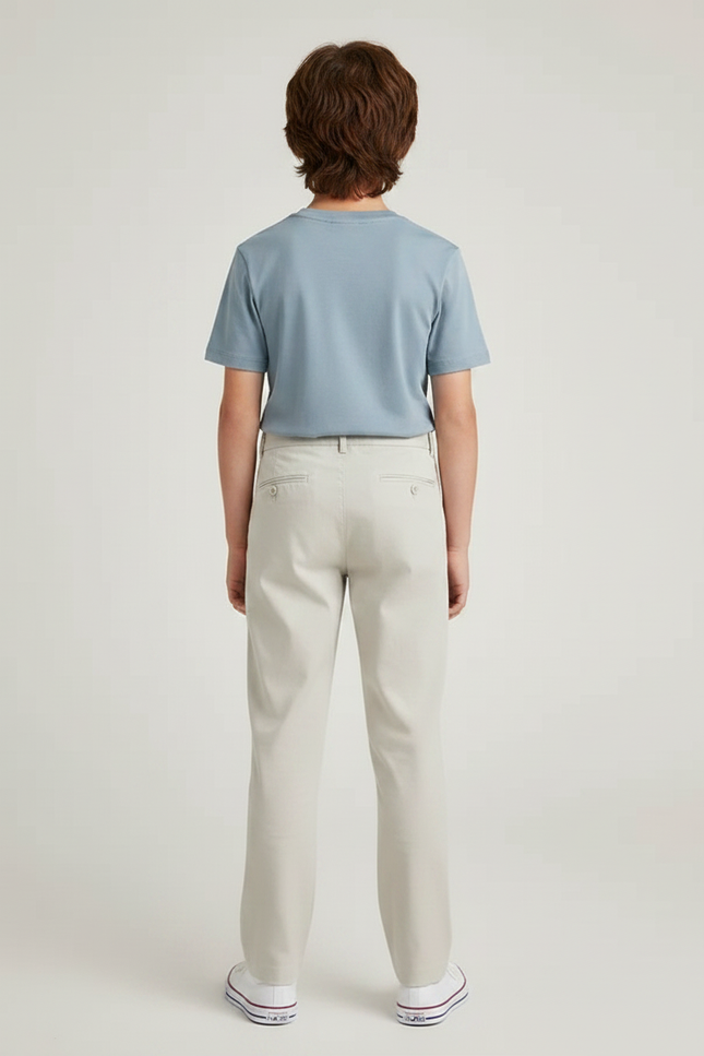 Pantalon Chino Beige Coton Plissé Droit Garçon - vue 2