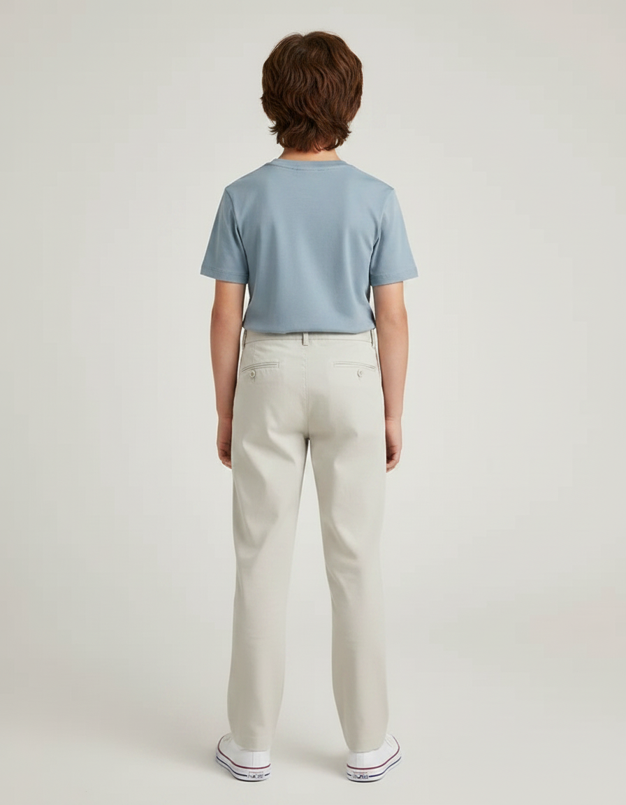 Pantalon Chino Beige Coton Plissé Droit Garçon - vue 2