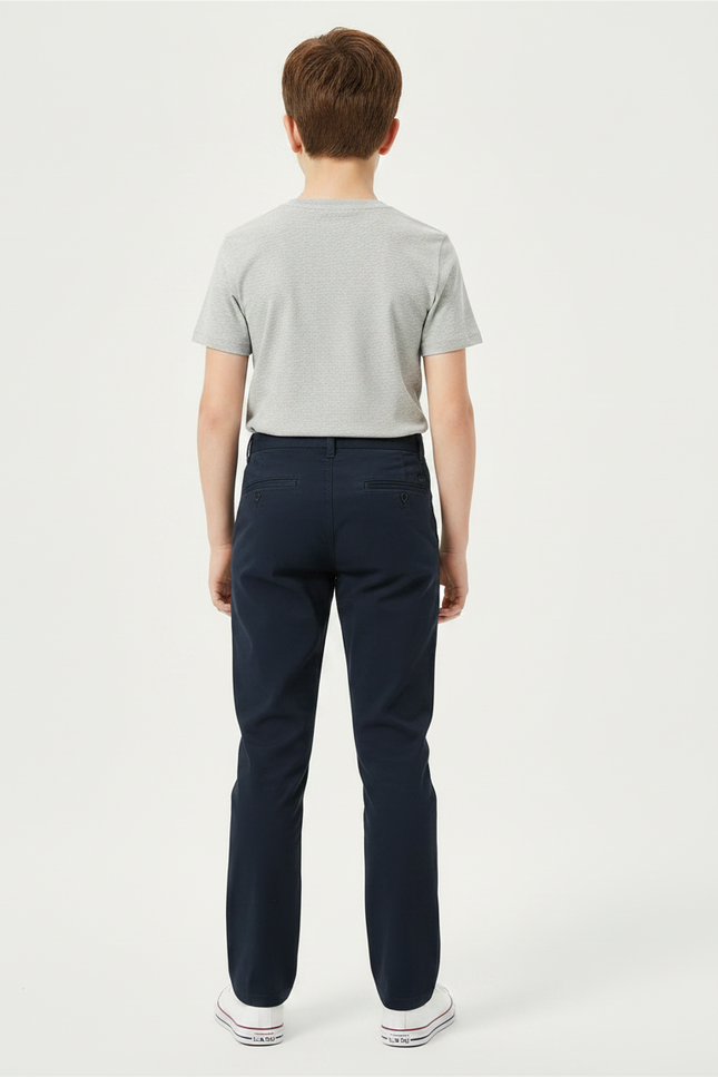 Pantalon Chino Marine Coton Droit Classique Enfant - vue 2