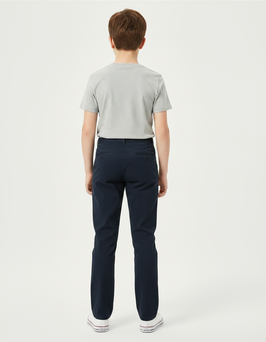 Pantalon Chino Marine Coton Droit Classique Enfant - vue 2