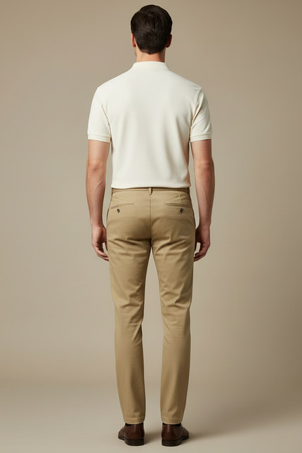 Pantalon Chino Confort Infroissable Homme - Kaki Gabardine - vue 2