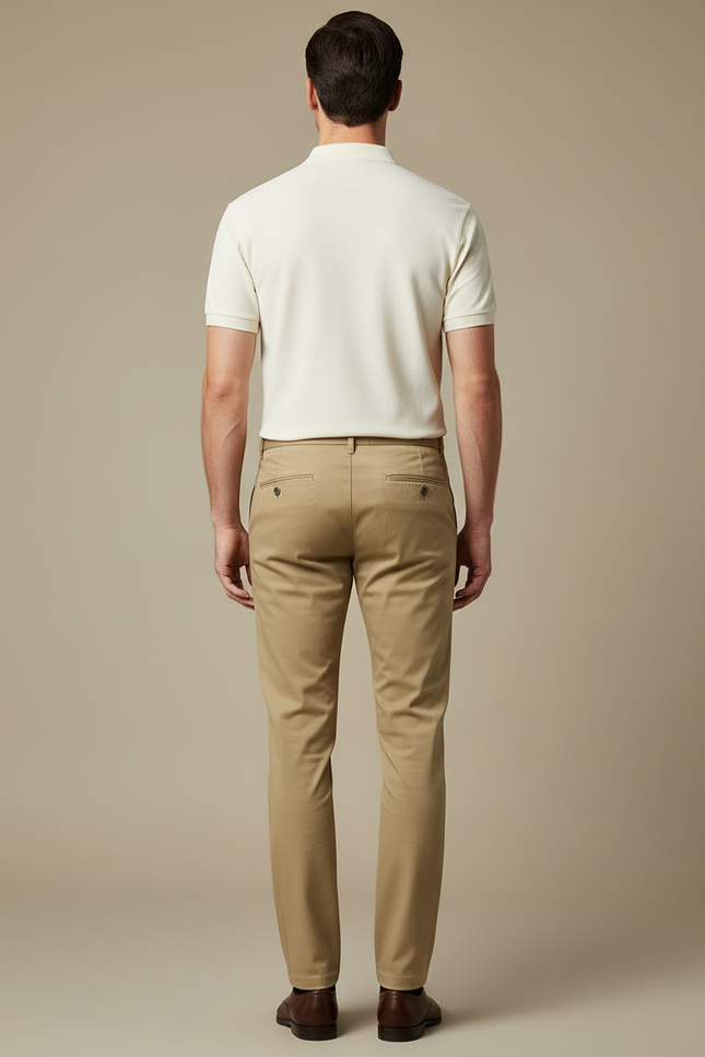 Pantalon Chino Confort Infroissable Homme - Kaki Gabardine - vue 2