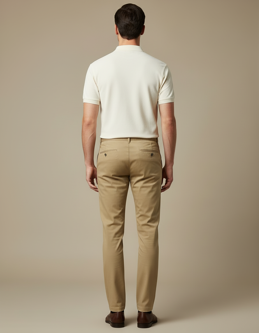 Pantalon Chino Confort Infroissable Homme - Kaki Gabardine - vue 2