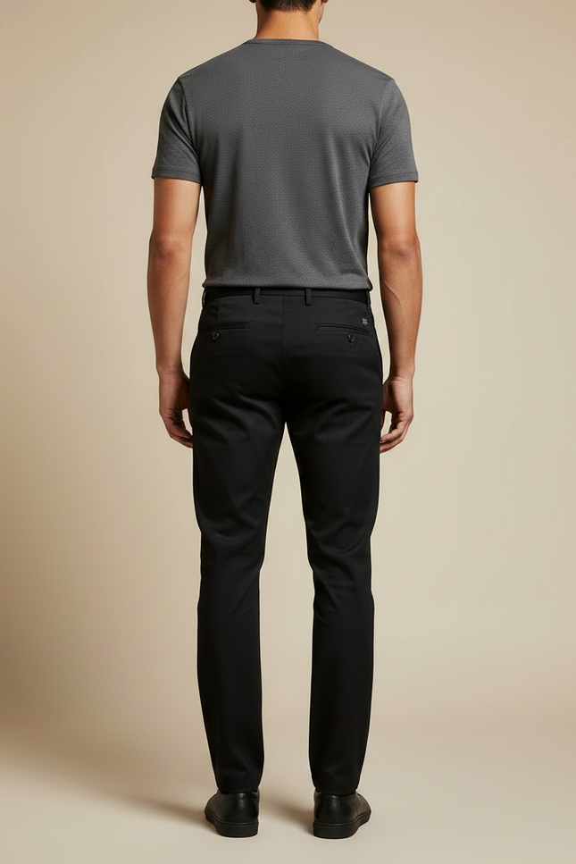 Pantalon Chino Noir Slim Homme Élégant Business - Gabardine - vue 2