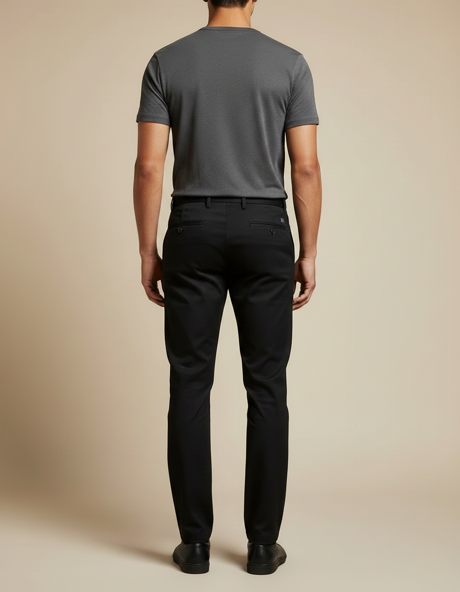 Pantalon Chino Noir Slim Homme Élégant Business - Gabardine - vue 2