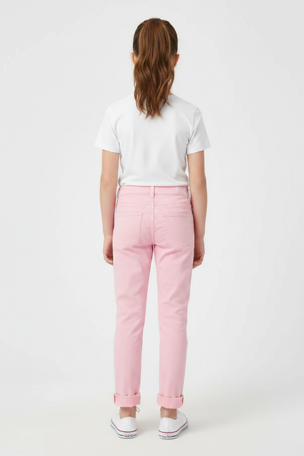 Pantalon Chino Rose Coton Slim Fille Décontracté - vue 2