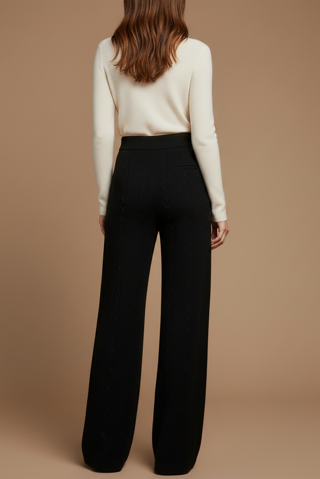 Pantalon Chino Noir Maille Tressée Ample Confortable - vue 2