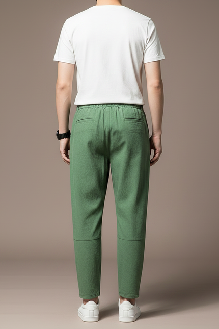 Pantalon Chino Vert Coton Ample Décontracté Homme - vue 2