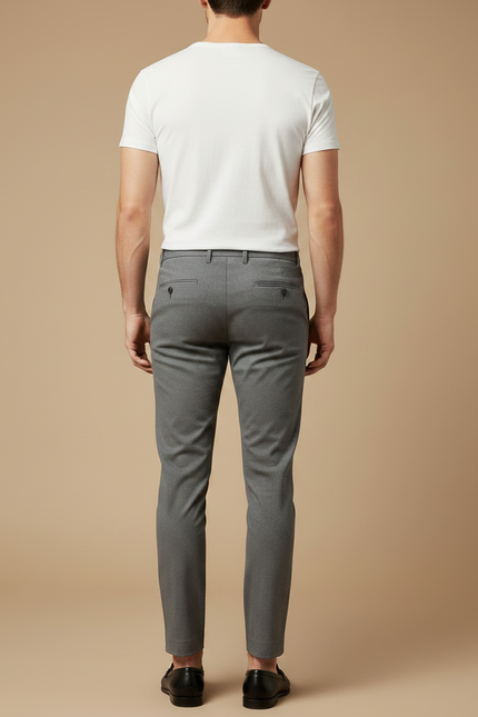 Pantalon Chino Gris Slim Élégant Décontracté Motif - Polyester - vue 2