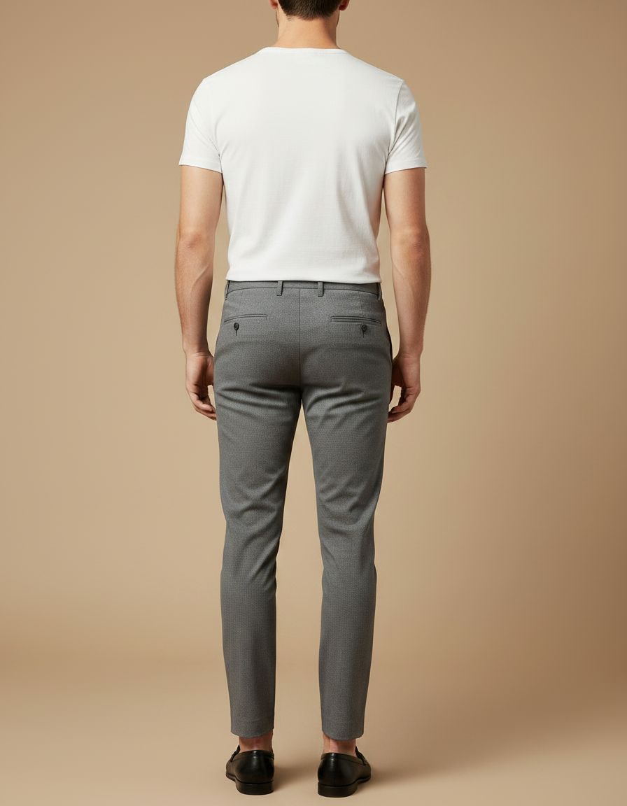 Pantalon Chino Gris Slim Élégant Décontracté Motif - Polyester - vue 2