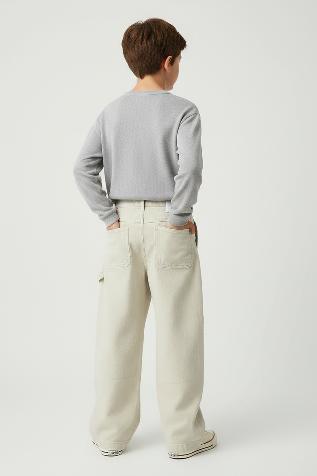 Pantalon Chino Beige Ample Décontracté Garçon - Coton - vue 2