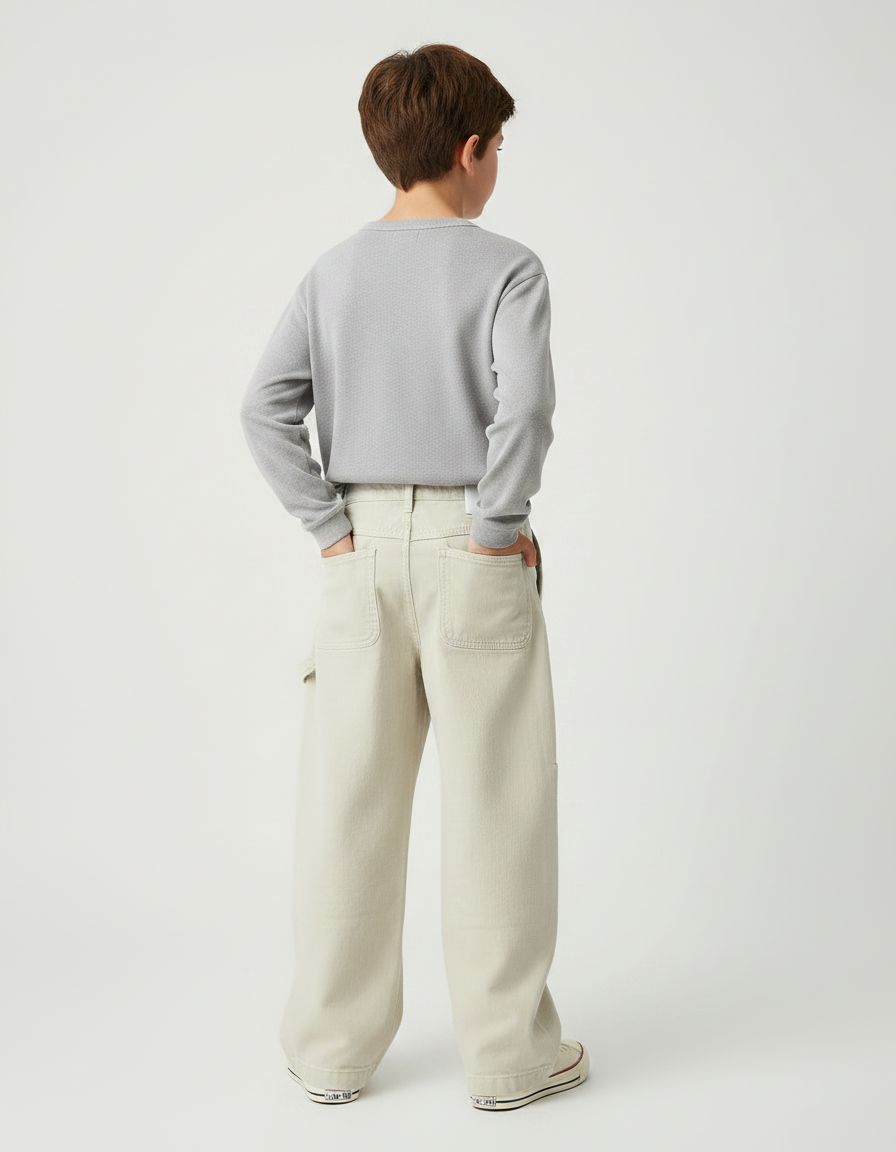 Pantalon Chino Beige Ample Décontracté Garçon - Coton - vue 2