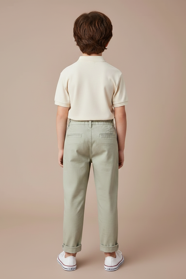 Pantalon Chino Vert Sauge - Gabardine - vue 2