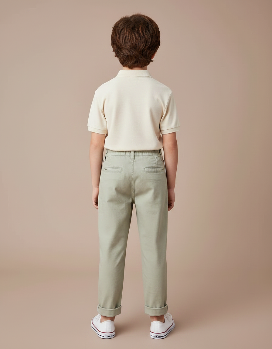 Pantalon Chino Vert Sauge - Gabardine - vue 2