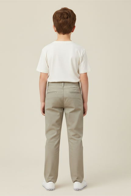 Pantalon Chino Kaki Coton Droit Garçon Décontracté - vue 2