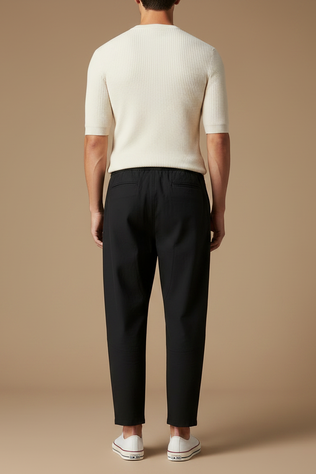 Pantalon Chino Noir Coton Ample Décontracté Homme - vue 2