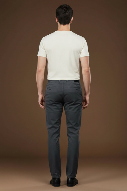 Pantalon Chino Homme Gris Anthracite Coton Slim Élastique - vue 2