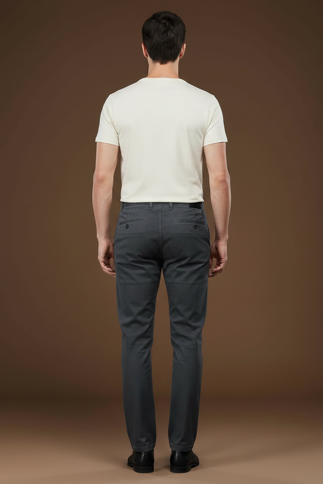 Pantalon Chino Homme Gris Anthracite Coton Slim Élastique - vue 2