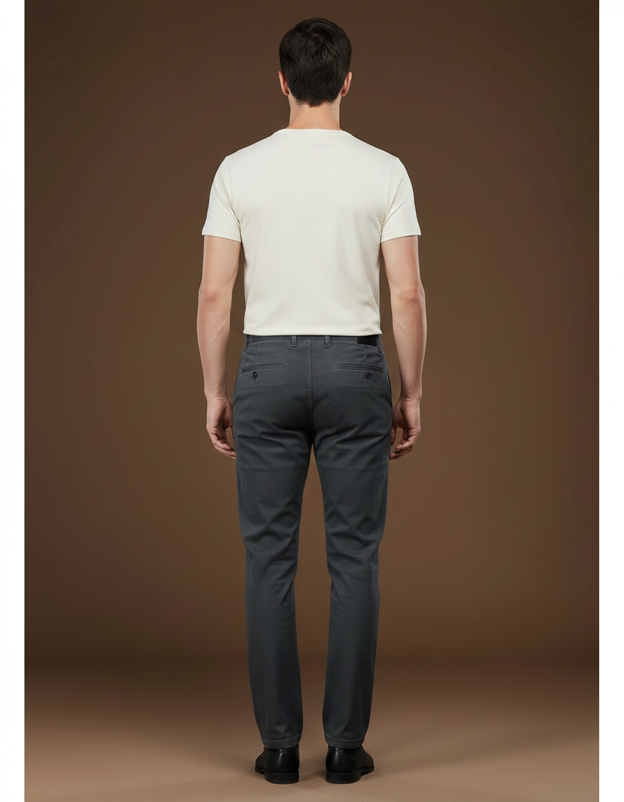 Pantalon Chino Homme Gris Anthracite Coton Slim Élastique - vue 2