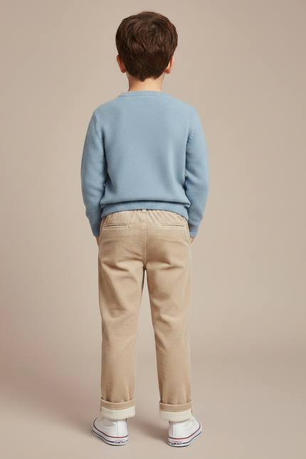 Pantalon Chino Beige Côtelé Doublé Chaud Enfant - Cordé - vue 2