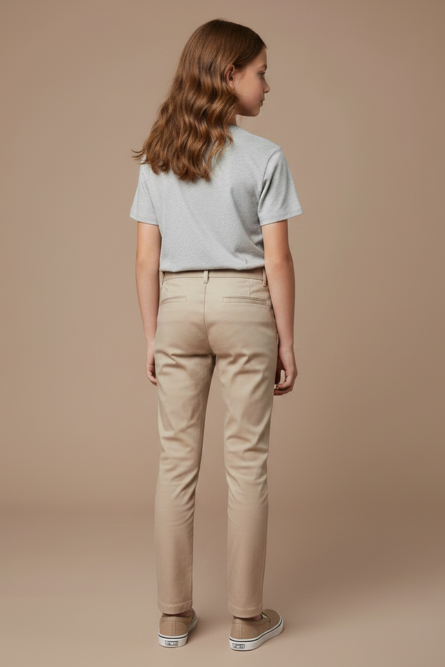 Pantalon Chino Beige Coton Slim Enfant Décontracté - Gabardine - vue 2