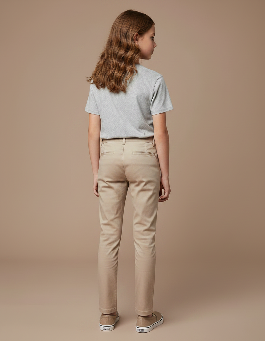 Pantalon Chino Beige Coton Slim Enfant Décontracté - Gabardine - vue 2
