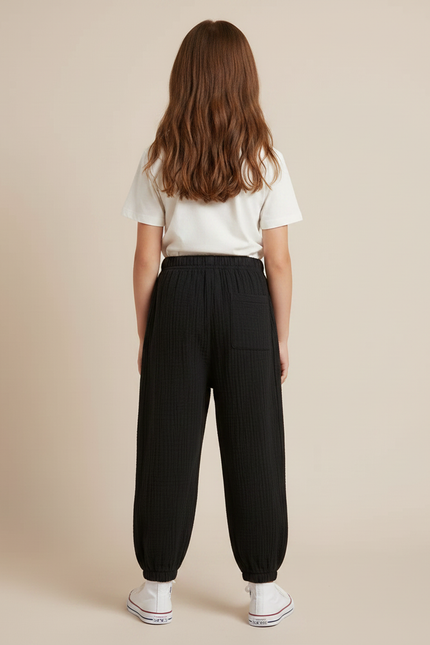Pantalon Chino Noir Coton Ample Resserré Enfants - vue 2
